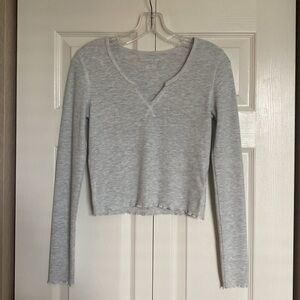 AEO Waffle Cropped Long Sleeve Top
